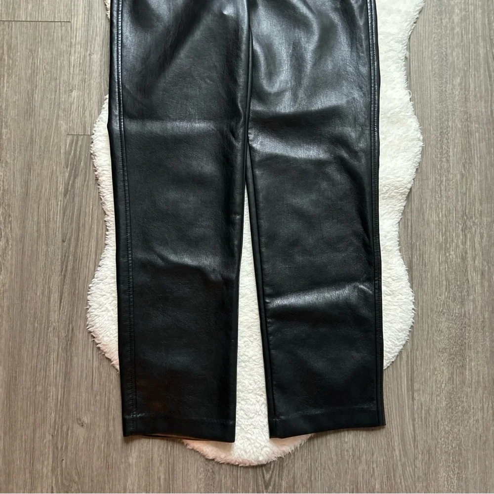Aritzia Babaton Black Faux Leather Straight Pants - Picture 3 of 5